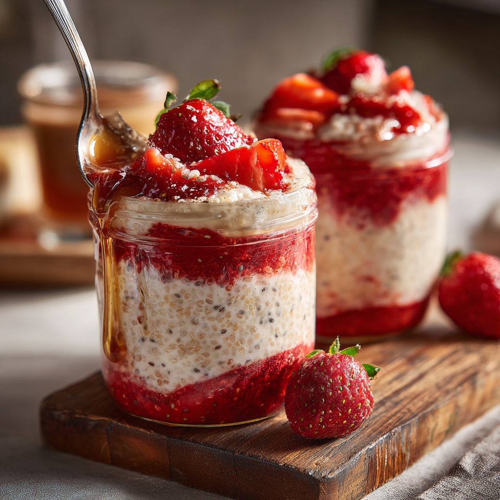 Strawberry Honey Chia Breakfast Jars