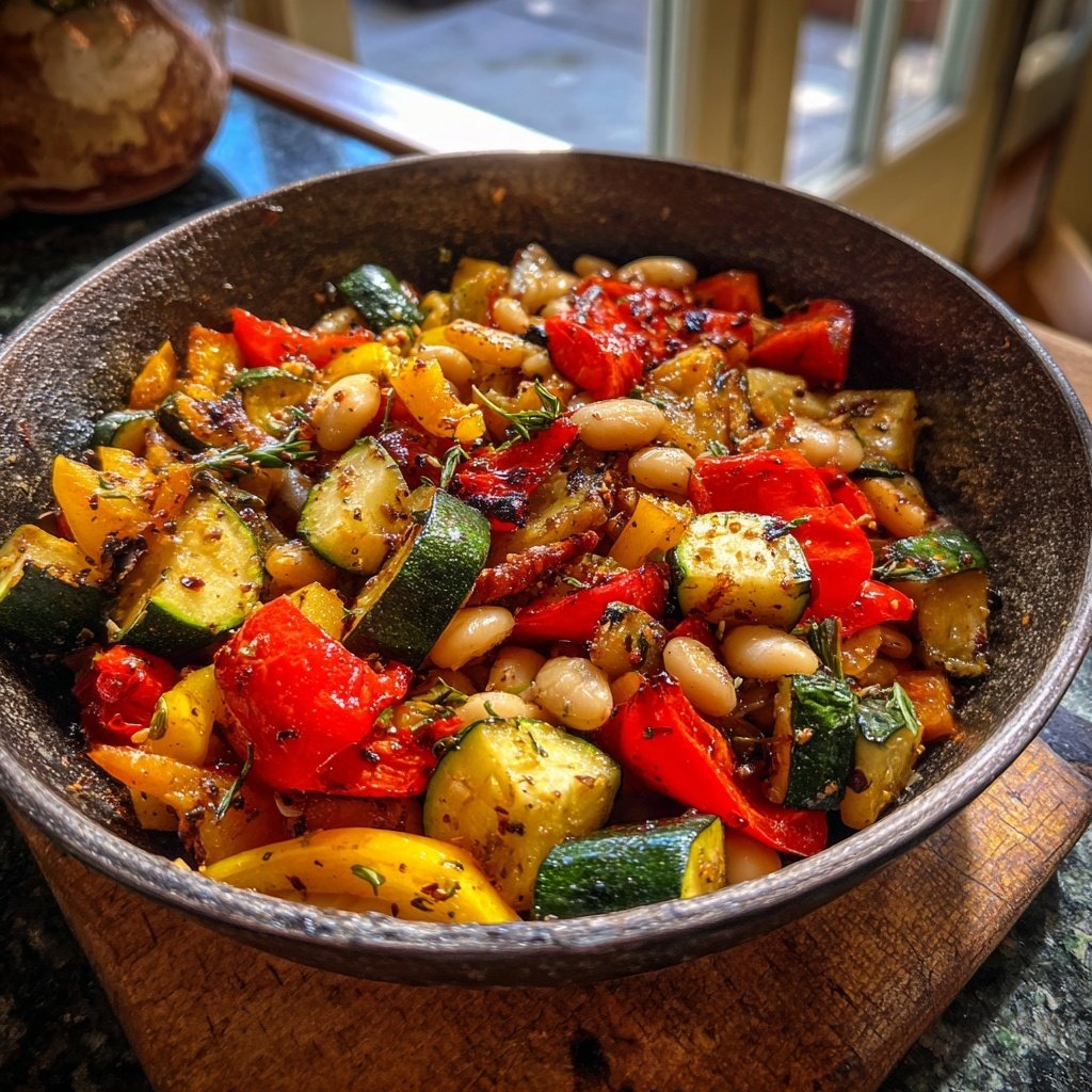 Roasted Veggie White Bean Skillet