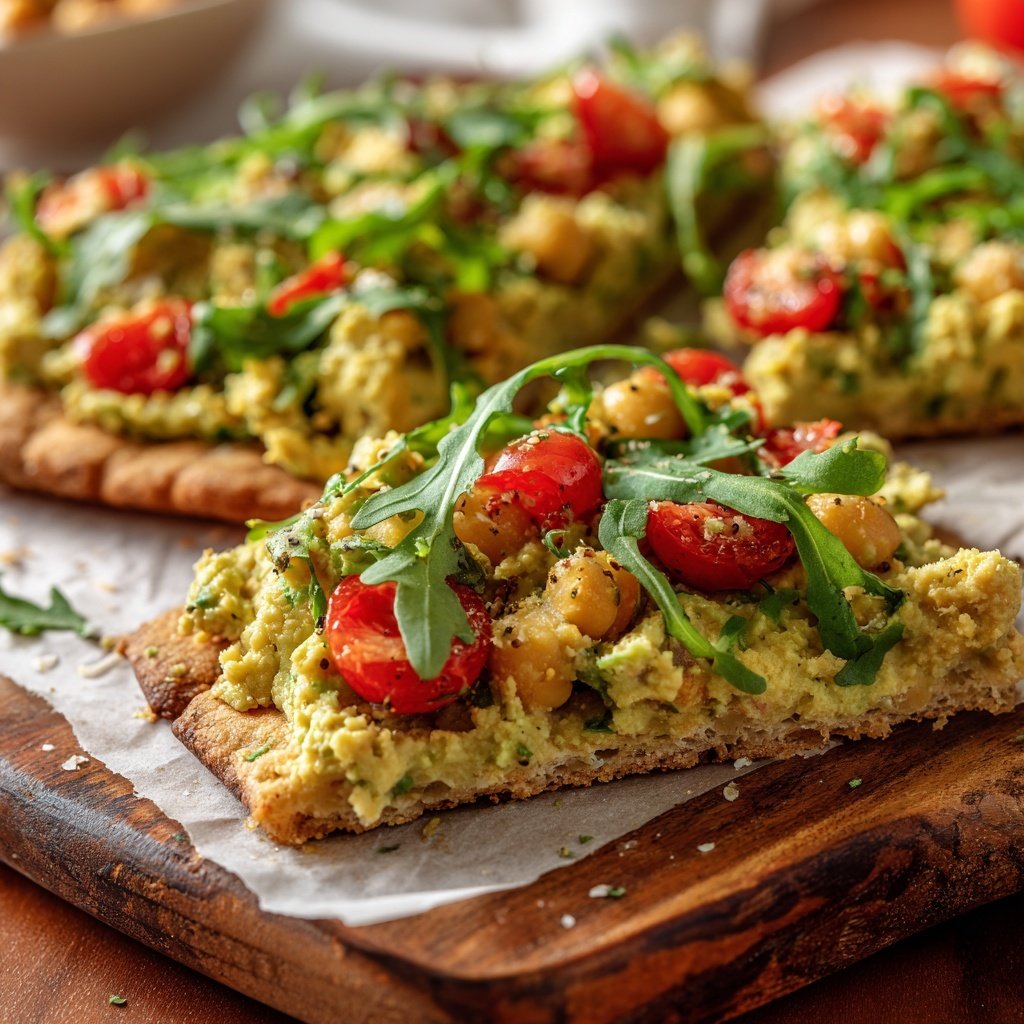 Healthy Lunch Avocado Chickpea Flatbread
