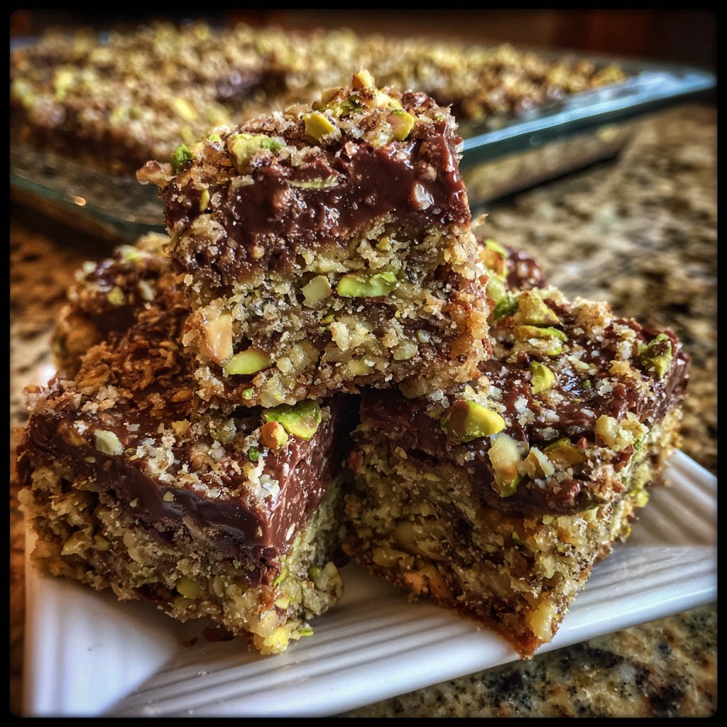Chocolate Pistachio Coconut Squares