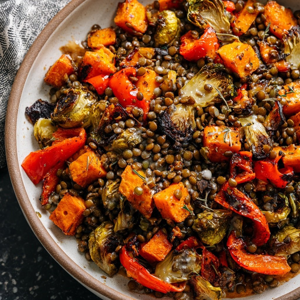 Roasted Veggie Lentil Grain Bowl