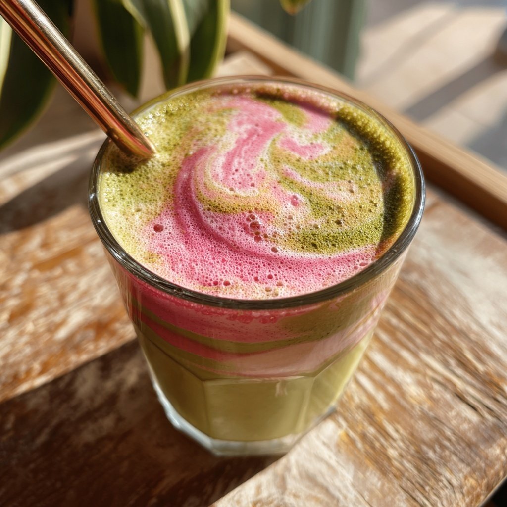 Strawberry Matcha Latte With Milk
